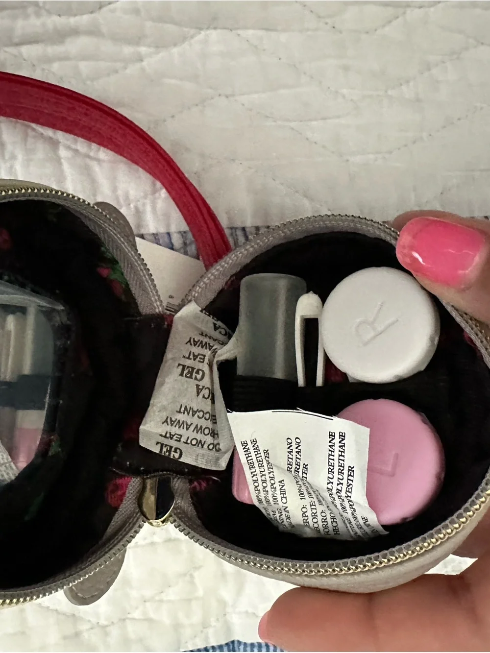 Betsey Johnson Puppies & Bows Bulldog Travel Contact Lens Kit Pouch Grey NWT